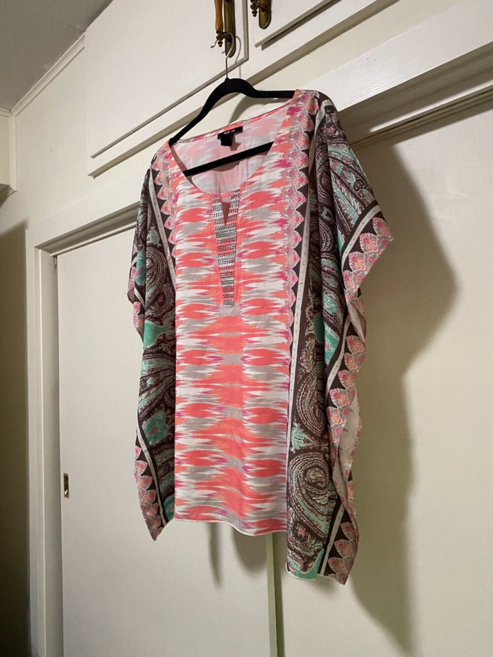 PONCHO W/BLING, Style & Co. poncho-style blouse w/front bling, size XL